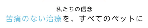 私たちの信念 苦痛のない治療を、すべてのペットに